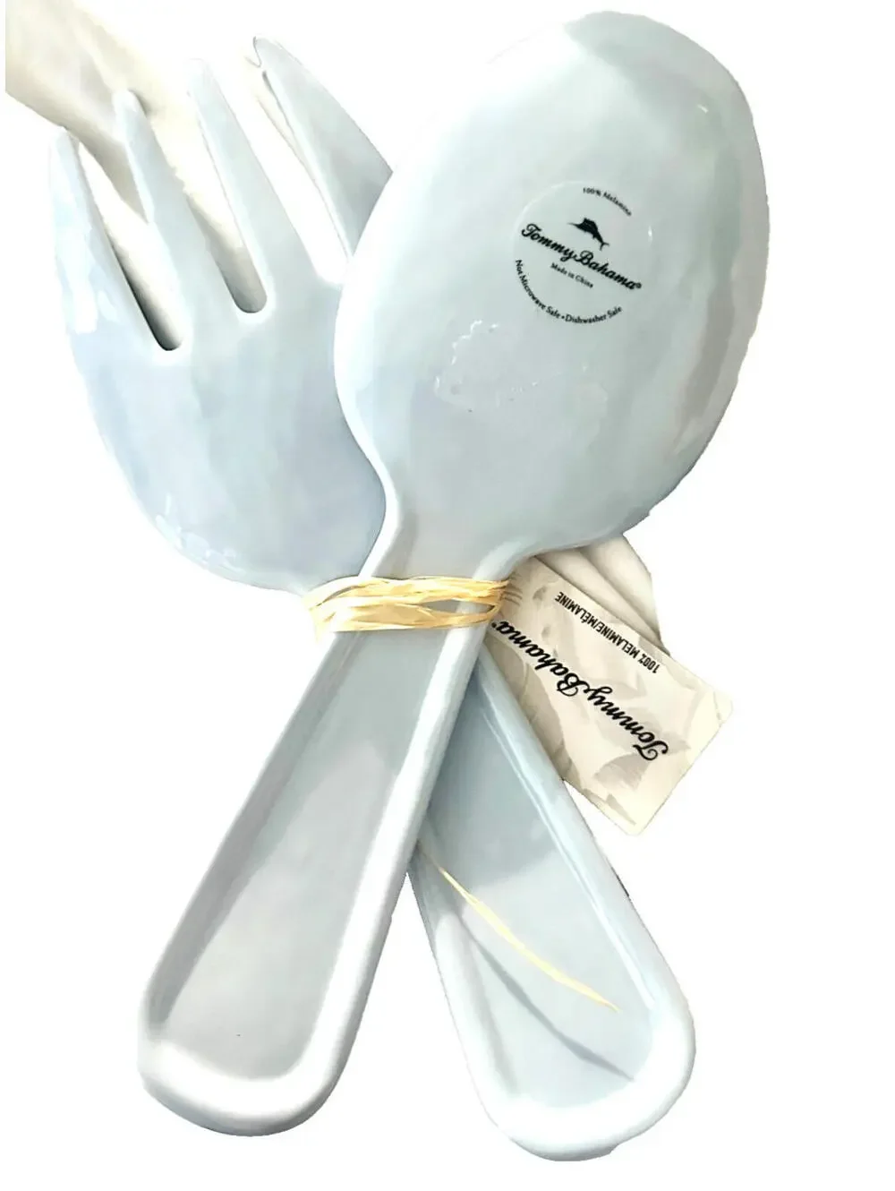 NWT Tommy Bahama Blue Rustic 2-Piece Salad Server Set Serving Spoon Fork 11